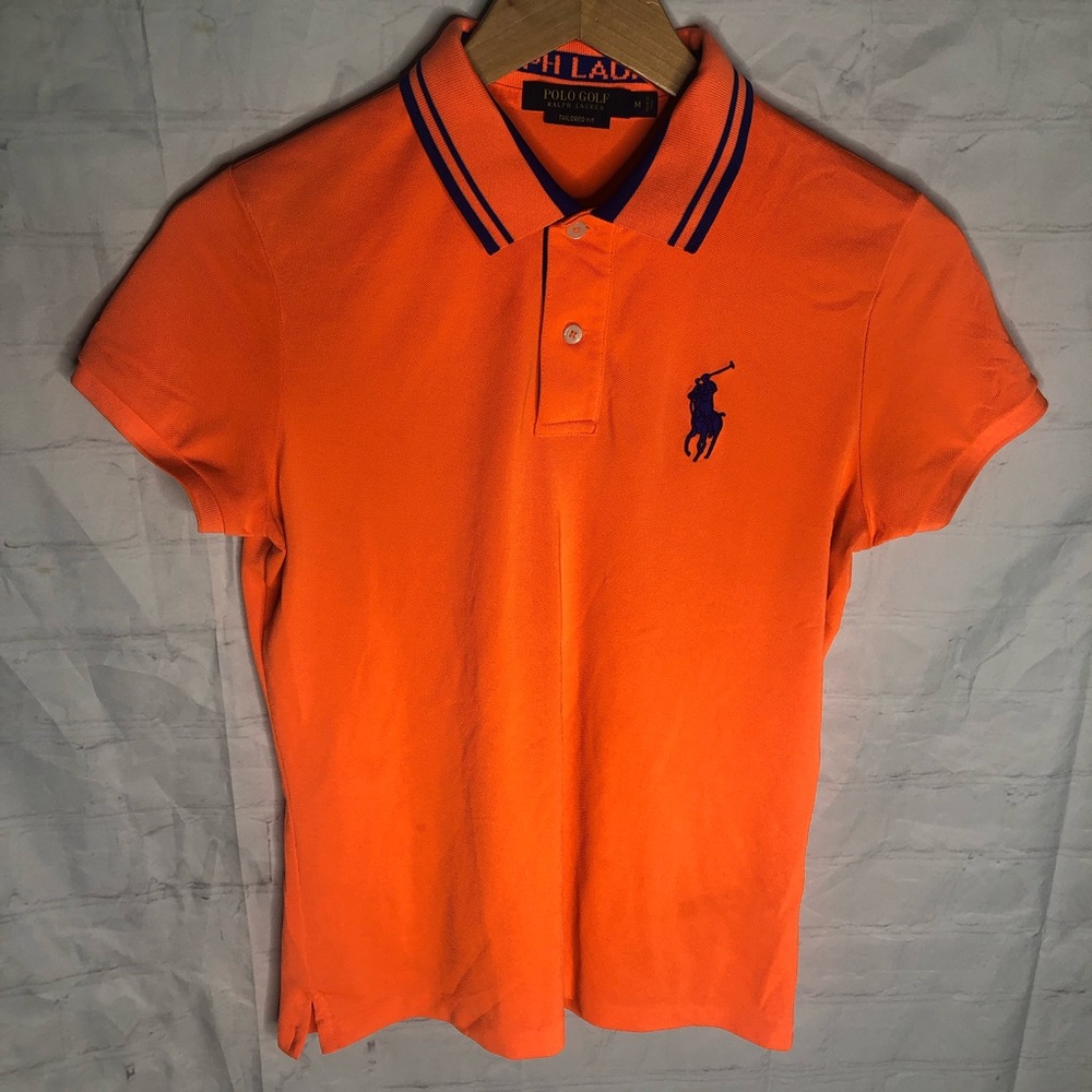 Ralph Lauren Polo Golf Shirt Boys Youth Tailored Fit Short Sleeve Orange Medium